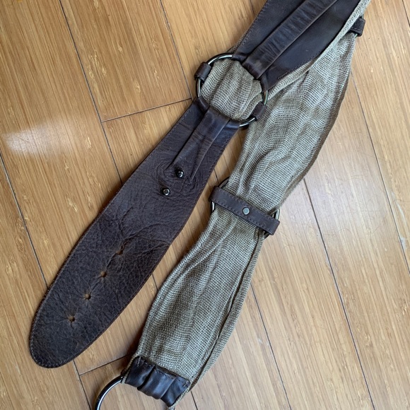 Free People Boho Post Apocalyptic Leather and Burlap Belt - Picture 6 of 11